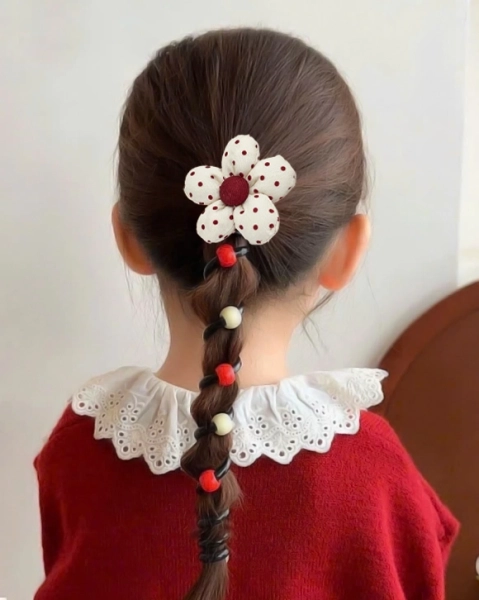 Royalfashion Elastic de păr tip spirală cu o floare mică Blossom Coil