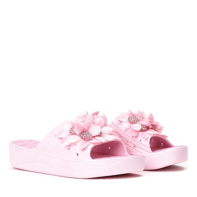 Różowe klapki na platformie Rosaria - Obuwie