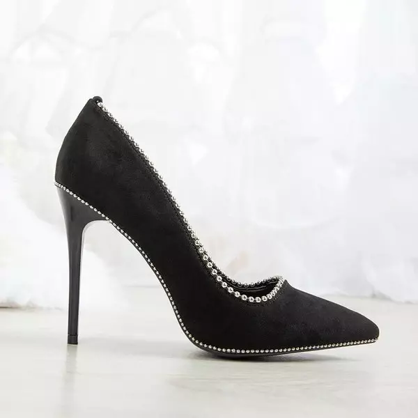 OUTLET Pompi negri pe toc stiletto Rosalicia - Pantofi