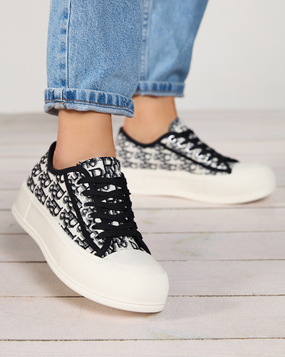 OUTLET Tenisi dama cu model pe platforma in culoarea neagra Berika - Incaltaminte