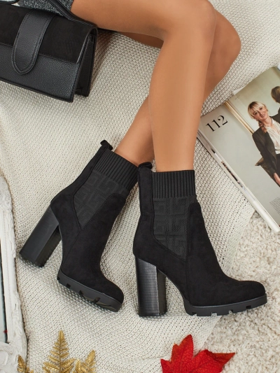 Botine damă eco piele întoarsă cu toc Vansoria