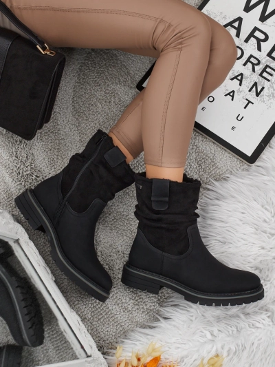 Botine înalte de damă din piele ecologică întoarsă Liora