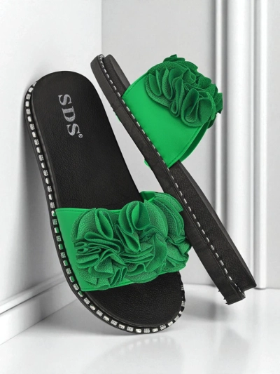 Royalfashion Papuci de damă cu talpă joasă Flora Verde