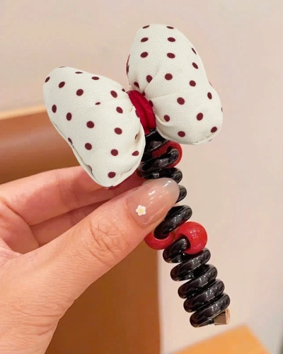 Royalfashion Elastic de păr tip spirală cu fundiță