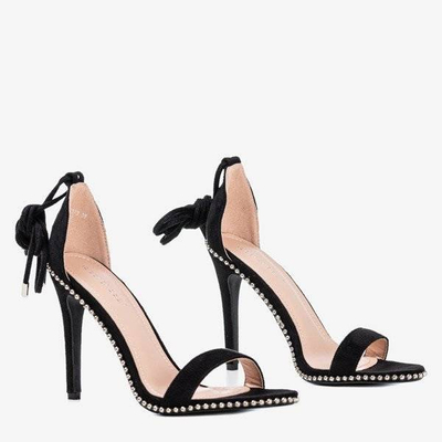 OUTLET Sandale negre legate pe toc mai înalt Taya - Pantofi