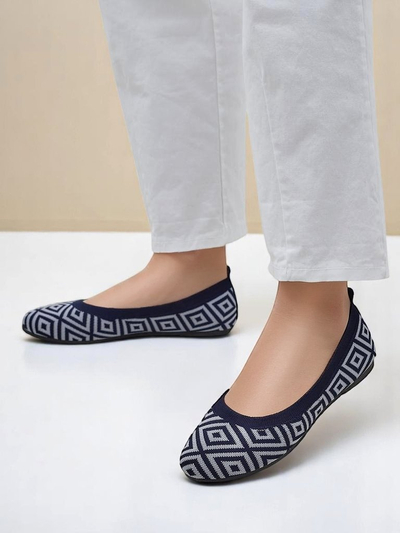Royalfashion Balerini de damă din material textil cu imprimeu geometric Metric