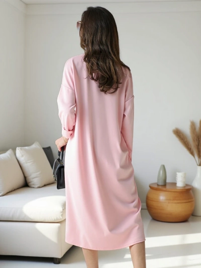 Rochie midi Royalfashion pentru femei, dintr‑un material oversized cu floare