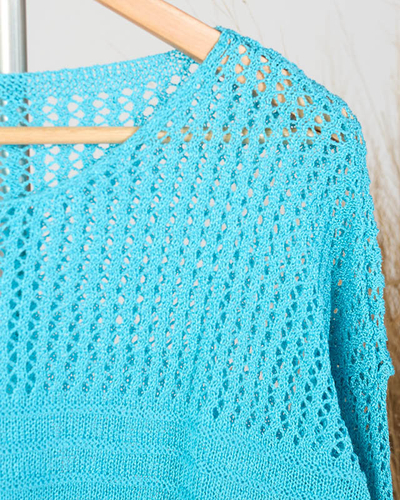 Pulover ajurat albastru dama - Imbracaminte