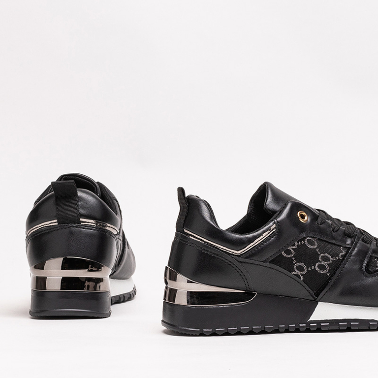 Pantofi sport de dama negri cu imprimeu Engla - Incaltaminte