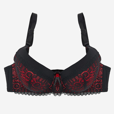 Sutien push-up dama negru si rosu din dantela - Lenjerie