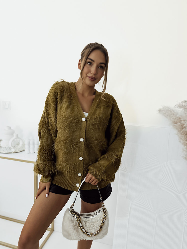 Cardigan cu nasturi pentru femei Royalfashion Mustard