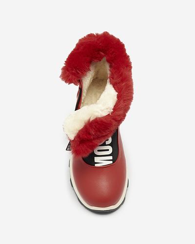 Cizme izolate roșii pentru femei cu blană Scherr- Footwear