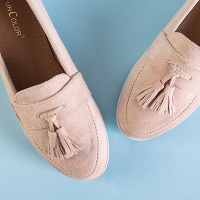 Atrugiel pudră mocasini de damă cu ciucuri - Încălțăminte