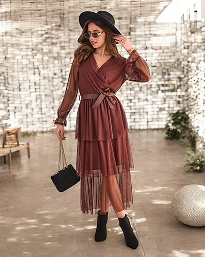 Rochie lungă pentru femei Royalfashion cu volane