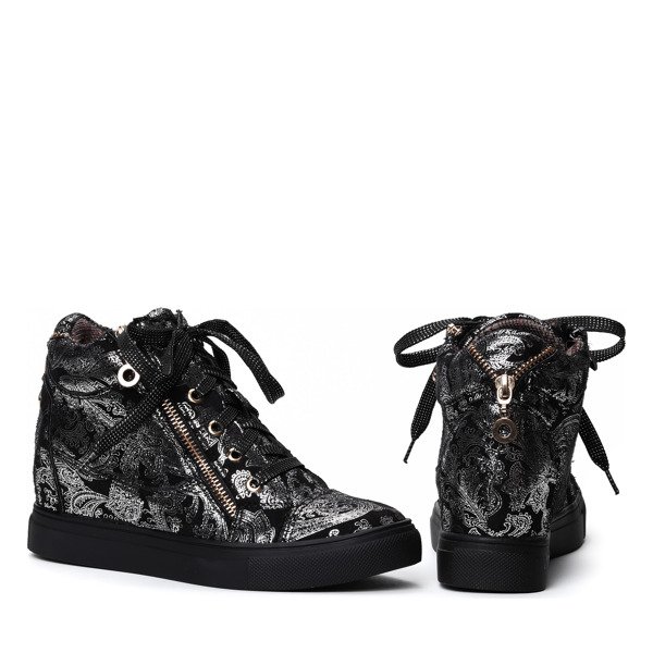 Czarne sneakersy na koturnie - Obuwie