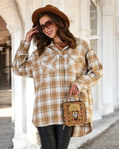 Royalfashion Palton tip cămașă din bumbac pentru femei