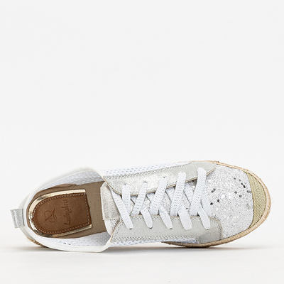 Tenisi albi Akoio ajurati cu sclipici - Pantofi