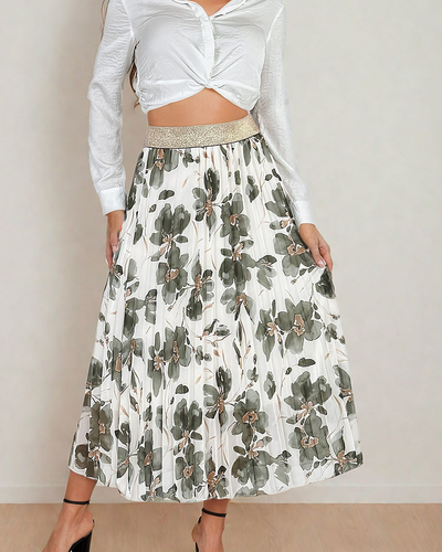 Royalfashion Fustă midi plisată florală pentru femei