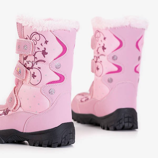 Cizme de zăpadă pentru fete roz cu modele de la Ikuko - Încălțăminte
