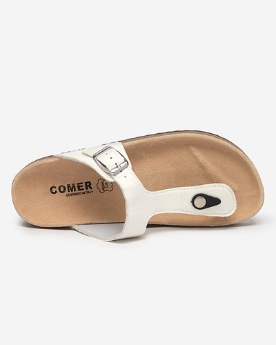 OUTLET Pantofi albi de dama din piele intoarsa ecologica Sodifo- Pantofi