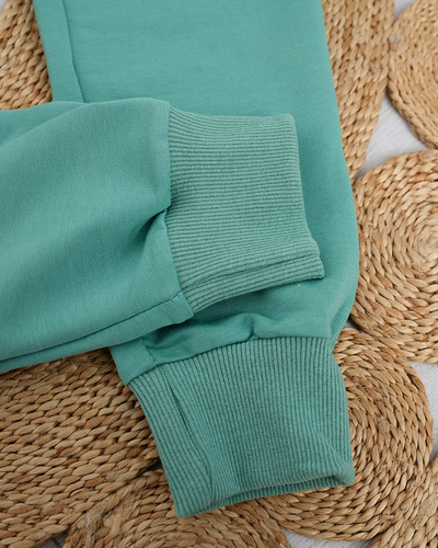 Pantaloni de trening verzi de dama cu un petic colorat - Imbracaminte