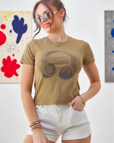 Royalfashion Tricou din bumbac pentru femei cu imprimeu Music Speaking