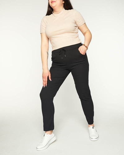 Pantaloni negri confortabili de damă PLUS SIZE - Îmbrăcăminte