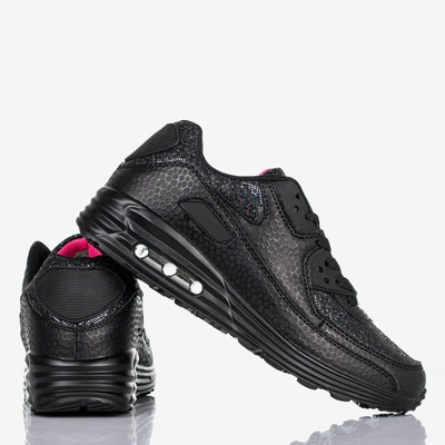 Czarne modne sportowe buty damskie z brokatem Rosella - Obuwie