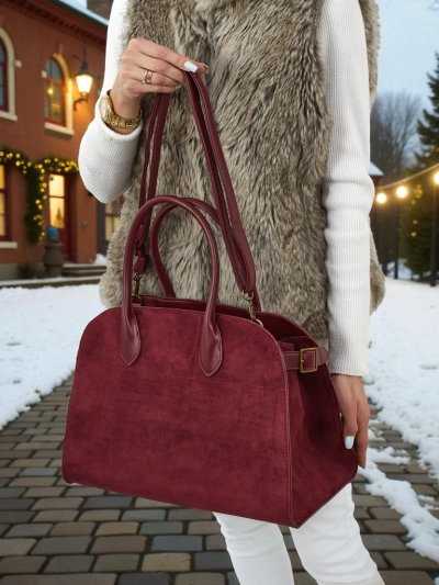 Geantă de damă shopper din piele ecologică tip piele întoarsă Dorelle