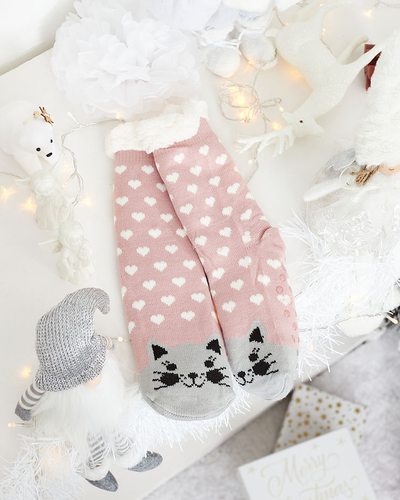 Șosete roșii pentru femei cu model de Crăciun - Lenjerie intimă