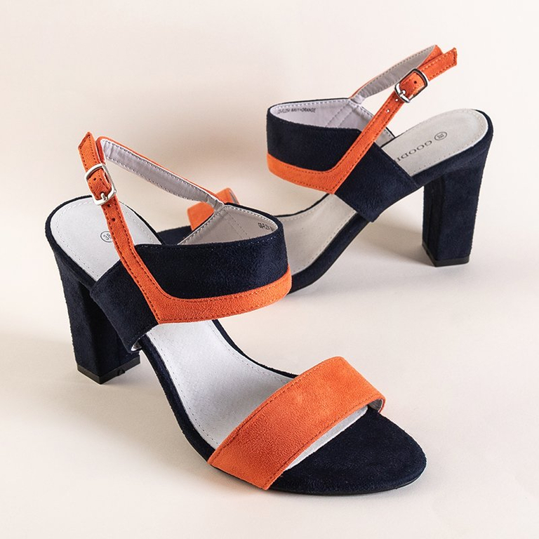 Sandale de damă Tiffan bleumarin și portocaliu - pantofi