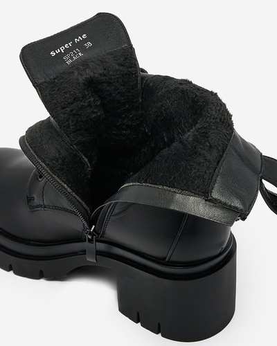 Royalfashion Cizme cu șiret pentru femei negre Cazzenos