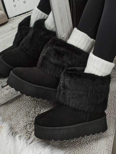 Ghete tip snowboots de damă cu blană artificială Irelle