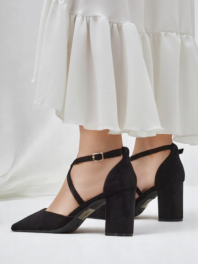 Royalfashion Pantofi de damă din eco-piele întoarsă cu barete Kanastru