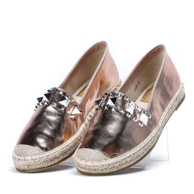 OUTLET Espadrile cu știfturi din aur roz Norah - Încălțăminte