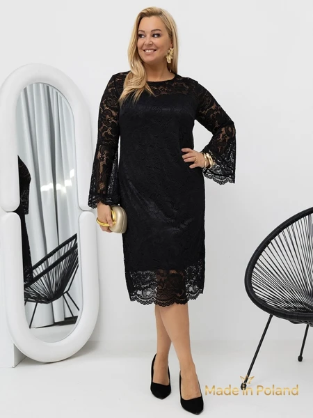 Rochie midi de damă din dantelă cu mâneci largi Kiss Star