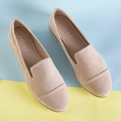 OUTLET Mocasini de femei bej pe pană mică Dardariel - Încălțăminte
