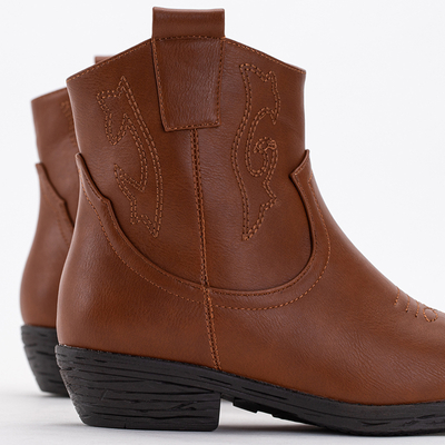 Ghete a'la cizme cowboy cu broderie în culoarea cămilă Isitala - Încălțăminte