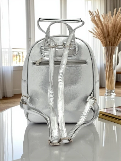 Royalfashion Rucsac de damă din piele ecologică cu dungi Metallic Stripes