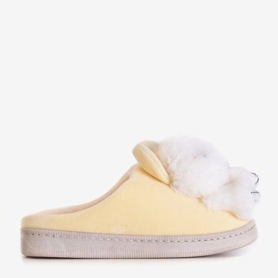 Papuci bej pentru femei, cu decor Judi - Încălțăminte