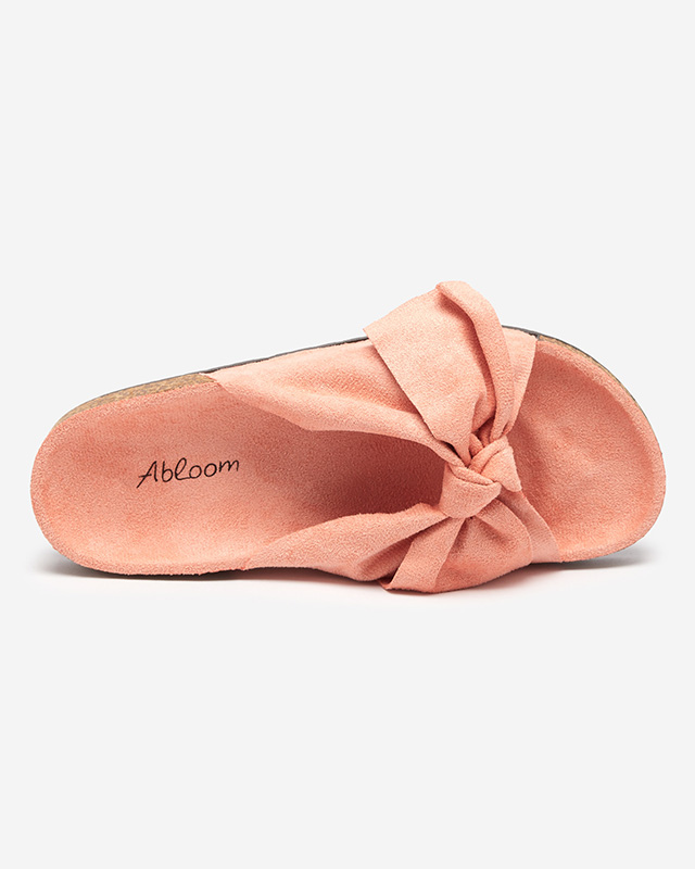 OUTLET Papuci roz cu fundita Montiana - Pantofi