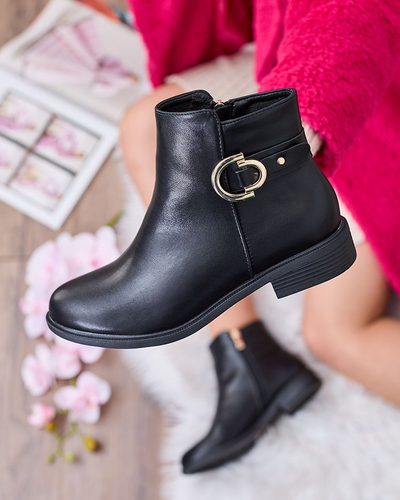 Royalfashion Cizme negre pentru femei a'la sztyblety cu ornamente Ederte