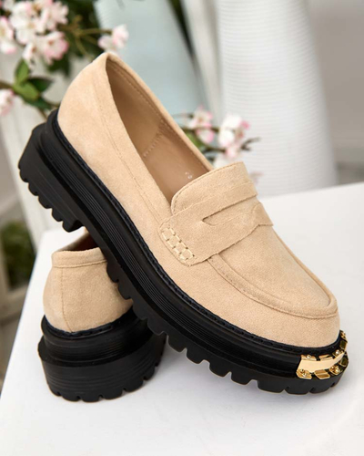 Mocasini Giulia Bej din Piele Ecologică