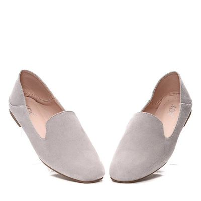 Szare, gładkie mokasyny- Obuwie