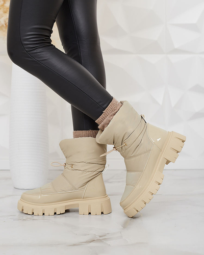 Royalfashion Cizme de zăpadă slip-on pentru femei de culoare maro deschis Sadella