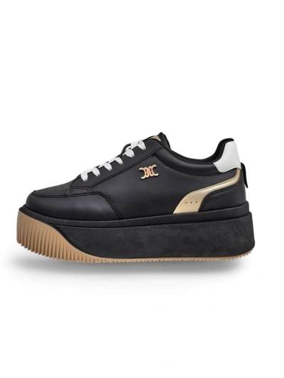 Sneakers damă Hypatia Nero din piele ecologică cu platformă de 5 cm