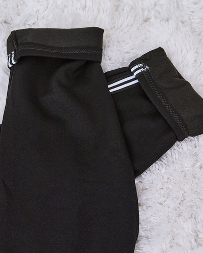 Royalfashion Pantaloni de trening negri pentru femei cu șnur