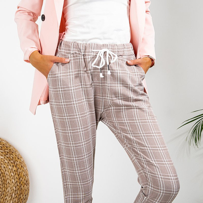 Pantaloni damier 7/8 damă maro - Îmbrăcăminte