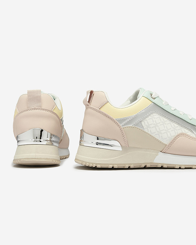 Pantofi sport cu șiret bej și roz de damă Mnerio- Footwear