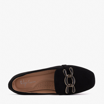 Mocasini negri de dama cu decor Olly - Incaltaminte
